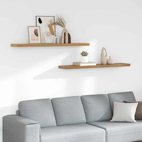 Ράφι Τοίχου 2 pcs Καφέ 120 x 23,5 x 4 εκ Επεξεργασμένο ξύλο