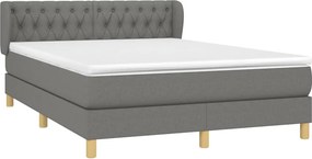 vidaXL Κρεβάτι Boxspring με Στρώμα Σκούρο Γκρι 140x190 εκ. Υφασμάτινο