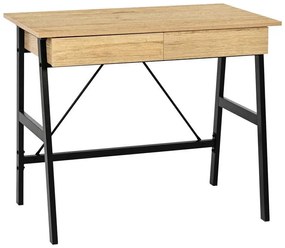 Γραφείο Lione με Συρτάρια σε Oak & Μαύρο Μεταλλικό Πόδι 90x50x75 εκ. 90x50x75 εκ.