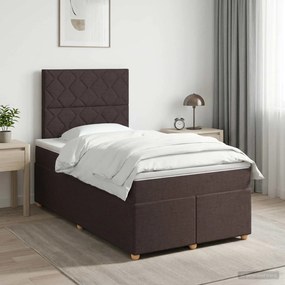 vidaXL Κρεβάτι box spring με στρώμα Σκούρο Καφέ 120 x 200 cm Ύφασμα