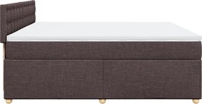 vidaXL Κρεβάτι Boxspring με Στρώμα Σκούρο Καφέ 200x200 εκ. Υφασμάτινο