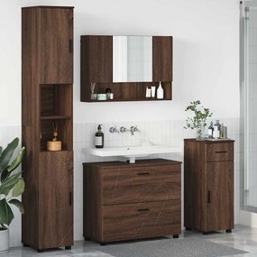 vidaXL Σετ Επίπλων Μπάνιου με ράφι 4 pcs Καφέ δρυς 30 x 35 x 192 εκ.
