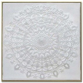 Πίνακας Καμβάς Mandala 016282 62x5x62cm White-Gold Τετράγωνοι Ξύλο,Καμβάς