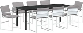 vidaXL Σέτ φαγητού για κήπο 9 pcs Λευκό 200 x 80 x 73 εκ