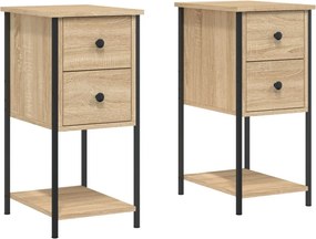 vidaXL Κομοδίνα 2 Τεμ. Sonoma Δρυς 32x42x70 εκ. από Επεξεργασμένο Ξύλο