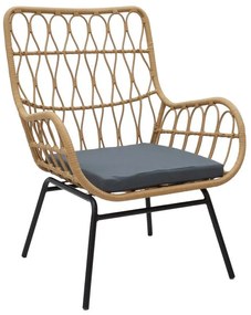 Σετ κήπου Naoki - Mabil 3 τεμ. pe rattan φυσικό - μαύρο μέταλλο 50x50x55 εκ.