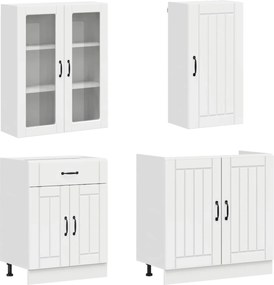 vidaXL Μονάδα κουζίνας LUCCA 8 pcs Γυαλιστερό Λευκό Επεξεργασμένο Ξύλο
