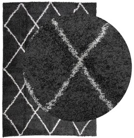 Χαλί Shaggy με Ψηλό Πέλος Μοντέρνο Μαύρο και Κρεμ 160 x 230 εκ. - Πολύχρωμο