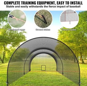 VEVOR Baseball Batting Cage, Softball and Baseball Batting Cage Net and Frame, Practice Portable Cage Net with Carry Bag, Heavy Duty Enclosed Pitching Cage, for Backyard Batting Hitting Training, 22FT