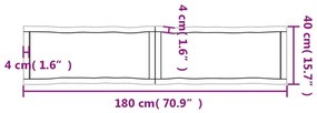 Επιφ Τραπεζιού Αν Καφέ 180x40x(2-6)εκ.Ακατέργ. Μασίφ Ξύλο Δρυός - Καφέ