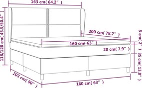 vidaXL Κρεβάτι Boxspring με Στρώμα Ροζ 160x200 εκ. Βελούδινο