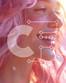 Intra Συλλεκτικό Ξύλινο Παζλ Plywood 4mm - Γυναίκα με ροζ μαλλιά που χαμογελά στο φως του ήλιου Σε Ξύλινο Κουτί - Διαστάσεις Puzzle: 10x10 cm – 25 κομμάτια