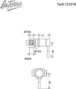 La Torre New Tech 12151N White Matt - Μίκτης εντοιχισμού με εκτροπεα 3 εξόδων