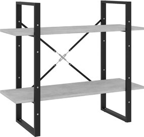 vidaXL Βιβλιοθήκη με 2 Ράφια Γκρι Σκυρ. 80 x 30 x 70 εκ. Επεξ. Ξύλο