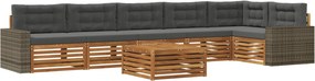 vidaXL Σειρά Καναπέ Εξωτερικού 7 pcs Φυσικό και Ανθρακί