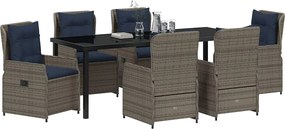 vidaXL Σέτ φαγητού για κήπο 7 pcs Γκρι Πολυ ράταν