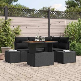 vidaXL Σετ Καναπέ Κήπου με μαξιλάρι 5 pcs Μαύρο, Καφέ 100 x 55 x 73 εκ