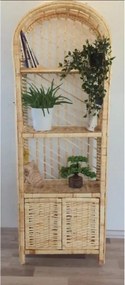 Stewehome Βιβλιοθήκη με 4 ράφια και καπάκι από ψάθα 50x29x145 cm