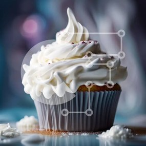 Intra Συλλεκτικό Ξύλινο Παζλ Plywood  4mm - Νόστιμο Cupcake με Πασπαλίσματα σε Μπλε Επιφάνεια Σε Ξύλινο Κουτί - Διαστάσεις: 10x10 cm – 25 κομμάτια