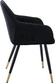 RENA Πολυθρόνα Μέταλλο Βαφή Μαύρο, Ύφασμα Velure, Απόχρωση Μαύρο   2τμχ