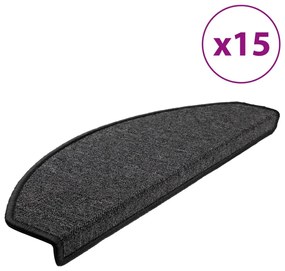 vidaXL Πατάκια Σκαλοπάτια 15 τεμ. Ανθρακί 65x24x4 εκ. Ημίστρογγυλά Μεγάλα