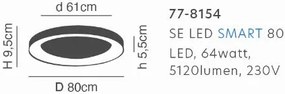 Φωτιστικό Οροφής - Πλαφονιέρα SE LED SMART 80 AMAYA CEILING BLACK Δ3 - 51W - 100W - 77-8154