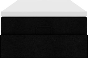 vidaXL Οθωμανικό κρεβάτι με στρώμα Μαύρο 90x200cm Ύφασμα