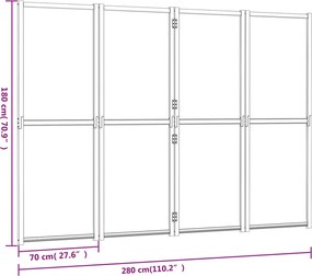 vidaXL Διαχωριστικό Δωματίου με 4 Πάνελ Μαύρο 280 x 180 εκ.