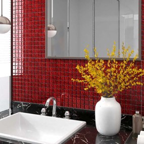vidaXL Μωσαϊκά Πλακάκια 22 τεμ. Κόκκινα 30 x 30 εκ. Γυάλινα