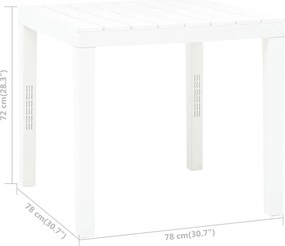vidaXL Τραπέζι Κήπου Λευκό 78 x 78 x 72 εκ. Πλαστικό