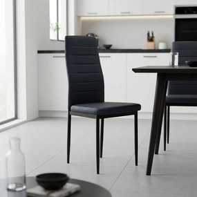 Καρέκλα Parker pakoworld PU ανθρακί-μαύρο πόδι 42x48x98εκ