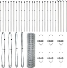 vidaXL Στύλος Περιφράξεων Ασημί 50 x 0,4 μ (12 x 12 mm mesh) Ατσάλι