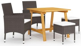 vidaXL Σετ Τραπεζαρίας Κήπου 5 Τεμαχίων Καφέ