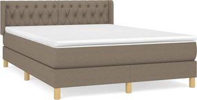 vidaXL Κρεβάτι Boxspring με Στρώμα Taupe 140x200 εκ. Υφασμάτινο