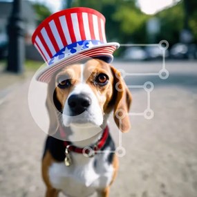 Intra Συλλεκτικό Ξύλινο Παζλ Plywood 4mm - Πατριωτικό Beagle Dog σε εξωτερικούς χώρους Σε Ξύλινο Κουτί - Διαστάσεις: 10x10 cm – 25 κομμάτια