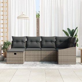 vidaXL Σετ 6 Τεμαχίων Καναπέ Κήπου Με Μαξιλάρια Γκρι Σύνθετο Ρατάν