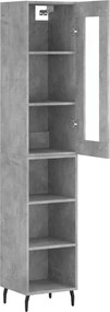 vidaXL Ντουλάπι Γκρι Σκυροδέματος 34,5x34x180 εκ. Επεξεργασμένο Ξύλο