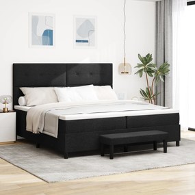 vidaXL Κρεβάτι με Βάση Στρώματος & Πάγκο Μαύρο 200x200 εκ. Υφάσματος