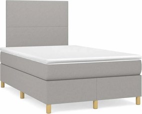 vidaXL Κρεβάτι Boxspring με Στρώμα &amp; LED Αν.Γκρι 120x190εκ. Υφασμάτινο