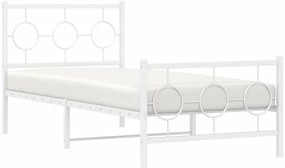 vidaXL Πλαίσιο Κρεβατιού με Κεφαλάρι/Ποδαρικό Λευκό 90x200 εκ. Μέταλλο