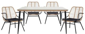 Τραπεζαρία Κήπου Naoki A 200-000753 (Σετ 5Τμχ) Natural-Black Five Seater