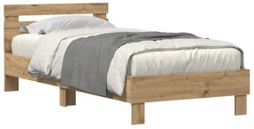 vidaXL Κρεβάτι με LED Φώτα Artisan Oak 100x200 εκ