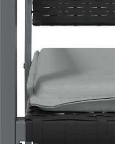vidaXL Σετ Τραπεζαρίας Κήπου 3 τεμ. Συνθ. Ρατάν / Ατσάλι με Μαξιλάρια