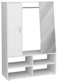 FMD Ντουλάπα με 4 Τμήματα και Καθρέφτη Λευκή 105 x 39,7 x 151,3 εκ.