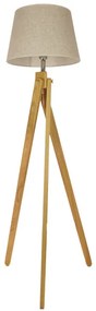 01263 GloboStar® TRIPOD 01263 Μοντέρνο Επιδαπέδιο Φωτιστικό Μονόφωτο 1 x E27 IP20 Μπεζ Ξύλο με Μπεζ Ύφασμα - Μ40 x Π40 x Υ143cm