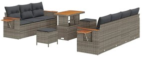 vidaXL Σετ Καναπέ Κήπου με μαξιλάρι 10 pcs Γκρι 90 x 55 x 71 cm
