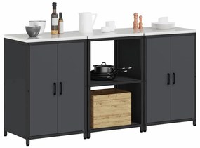vidaXL Σετ Αποθήκευσης Κουζίνας 3 pcs Ανθρακί 180 x 50 x 92 εκ.