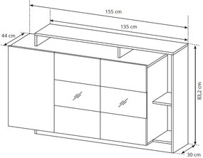 Μπουφές Oak-Leuko Fusiko