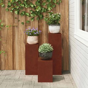 vidaXL Βάση φυτών 3 pcs Σκ rusty Ατσάλι Σκληρυθέν στον Αέρα