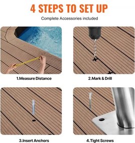 VEVOR Pool Handrail 2 PCS 48x36in Stainless Steel with Base Plate for Spas